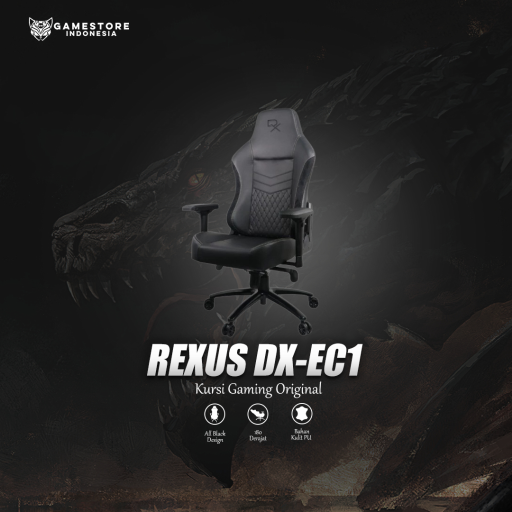 Rexus Gaming Chair Kursi Daxa Elco One DX-EC1 / DX EC1 - Hitam - Original