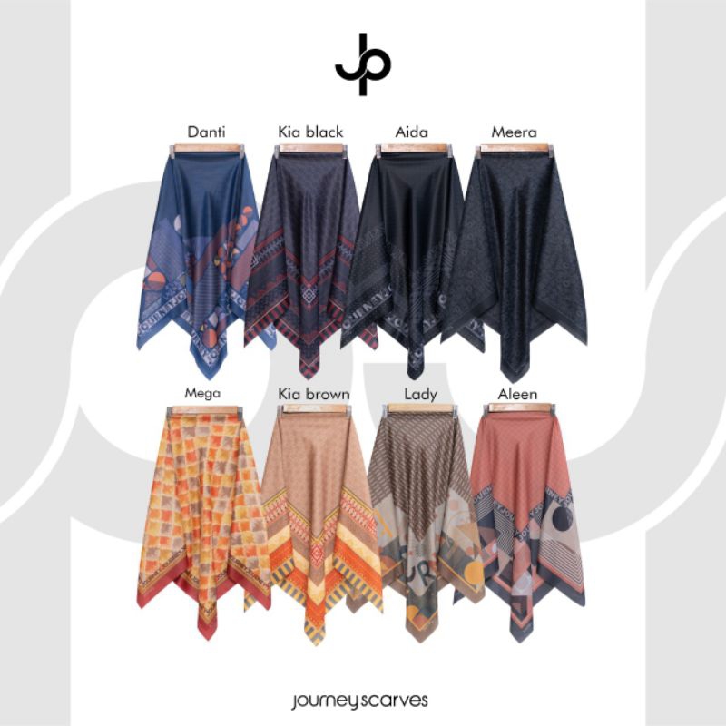 Journey Scarves Reguler; Danti, Kia Black, Aida, Meera, Mega, Kia Brown, Lady, Aleen