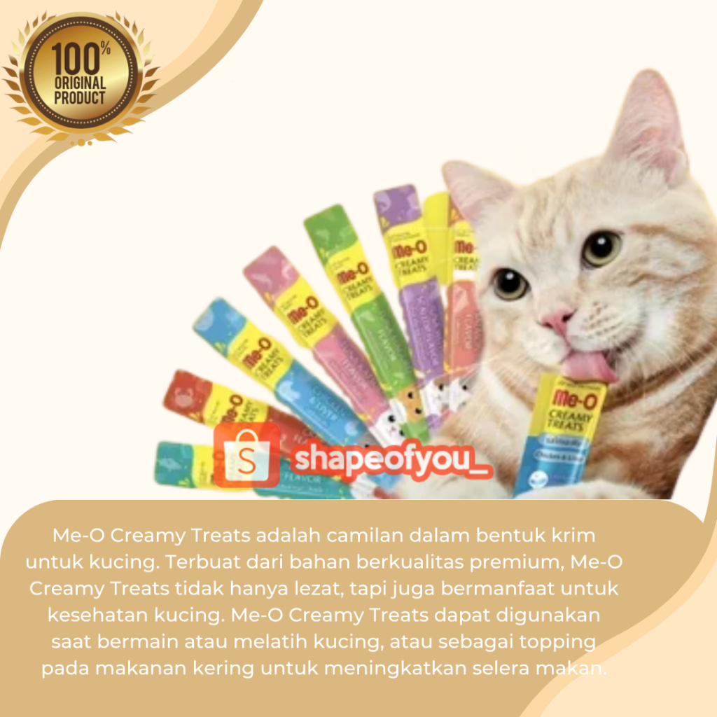 Meo Creamy Treats Snack Me-O Cat Strip Wet Food Makanan Kucing Basah Me-O