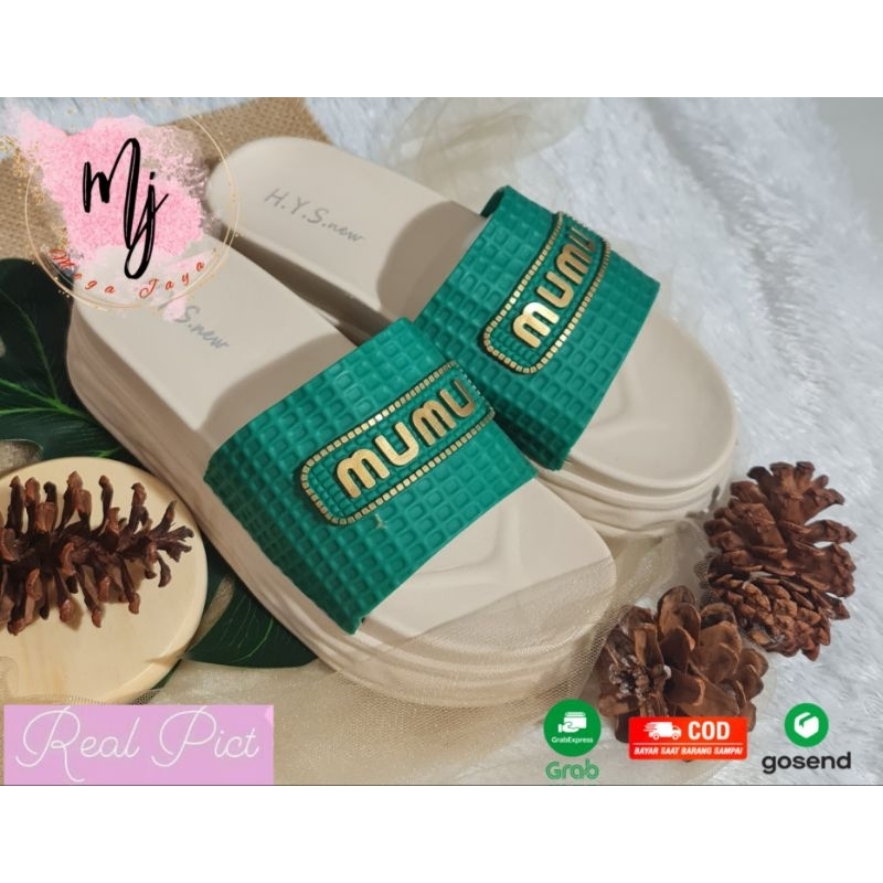 Sandal wedges wanita selop kekinian import