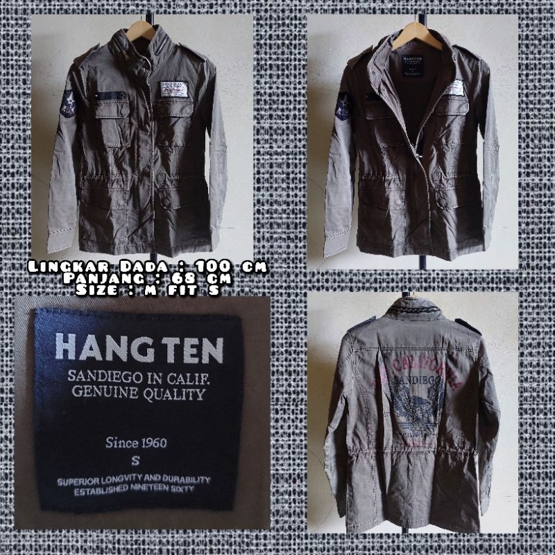 Jaket Parka M65 Merk Hangten Warna Hijau Army Second Original.