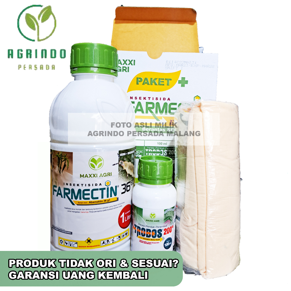 Insektisida Farmectin 36EC 1Liter (Bonus perekat + Kaos) | Insektisida Farmectin 1 Liter | Insektisida Abamectin sejenis Promectin 60EC, Numectin 20EC, Abacel, Dobelmectin 36EC