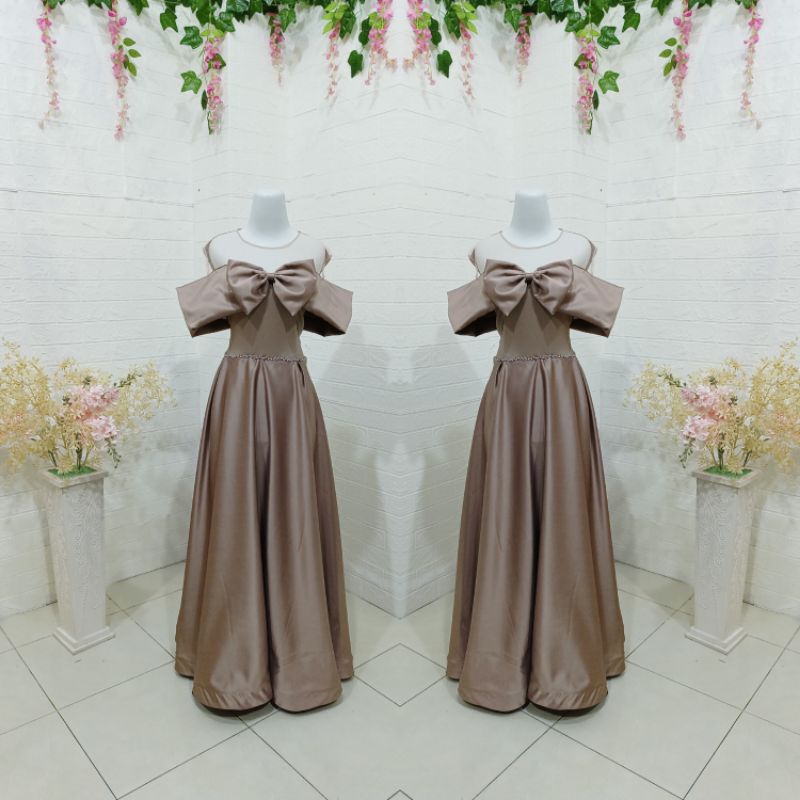 Longdress Pesta Simple model Pita di dada Gaun pesta Gaun penyanyi Gaun ultah