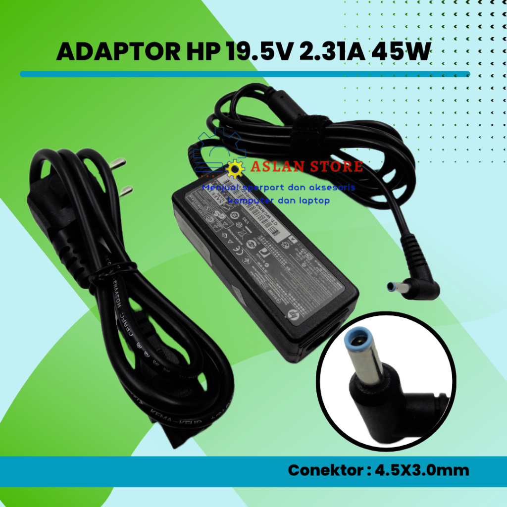 Adaptor Charger Laptop HP 19.5V 2.31A DC 4.5x3.0mm Blue Pin HP Pavilion x360 x2 11 13 15 M1 TouchSmart: 11-e115nr 11-n010dx 11-n011dx 11-n012dx 11-k011wm 11-k120nr 11-k164nr 11t-h000