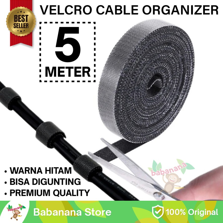 5M Pengikat Kabel Cable Manajemen Perekat Perapih Cord 5 Meter Organizer Holder Penggulung Management