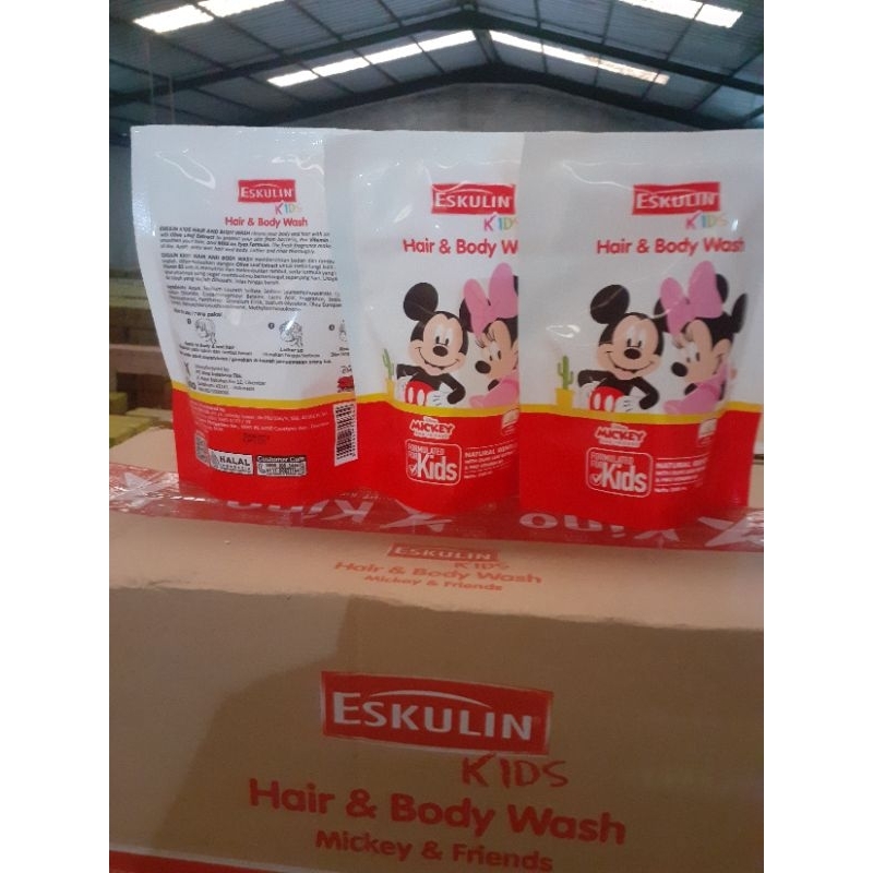 Eskulin kids foamy body wash mickey pouch 200 ml