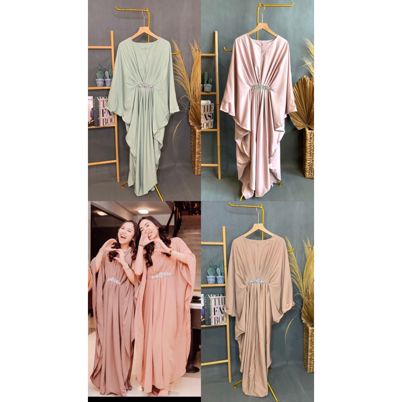 Keanu Diamon Kaftan | Kaftan Cantik Polos Mewah Premium allsize kembaran dress panjang