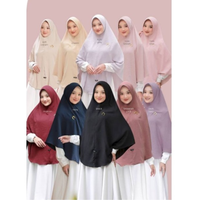 HIJAB KHIMAR JILBAB INSTAN AARA PAD ALL SIZE BY AUDINA TERLARIS BAHAN CRINKLE CREPE PREMIUM ORIGINAL