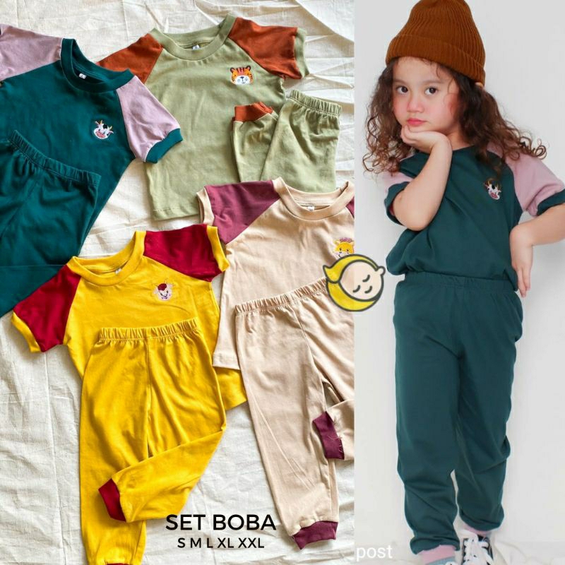 Boba Set • Setelan Katun Anak Two Tone