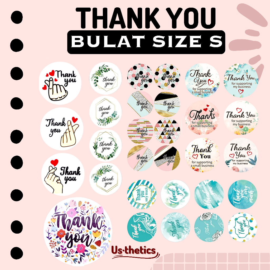 

(10 pcs) Sticker Thank You Bulat Kecil 2.5cm | Label Amplop Terima Kasih Segel Plastik Dus Box Kue