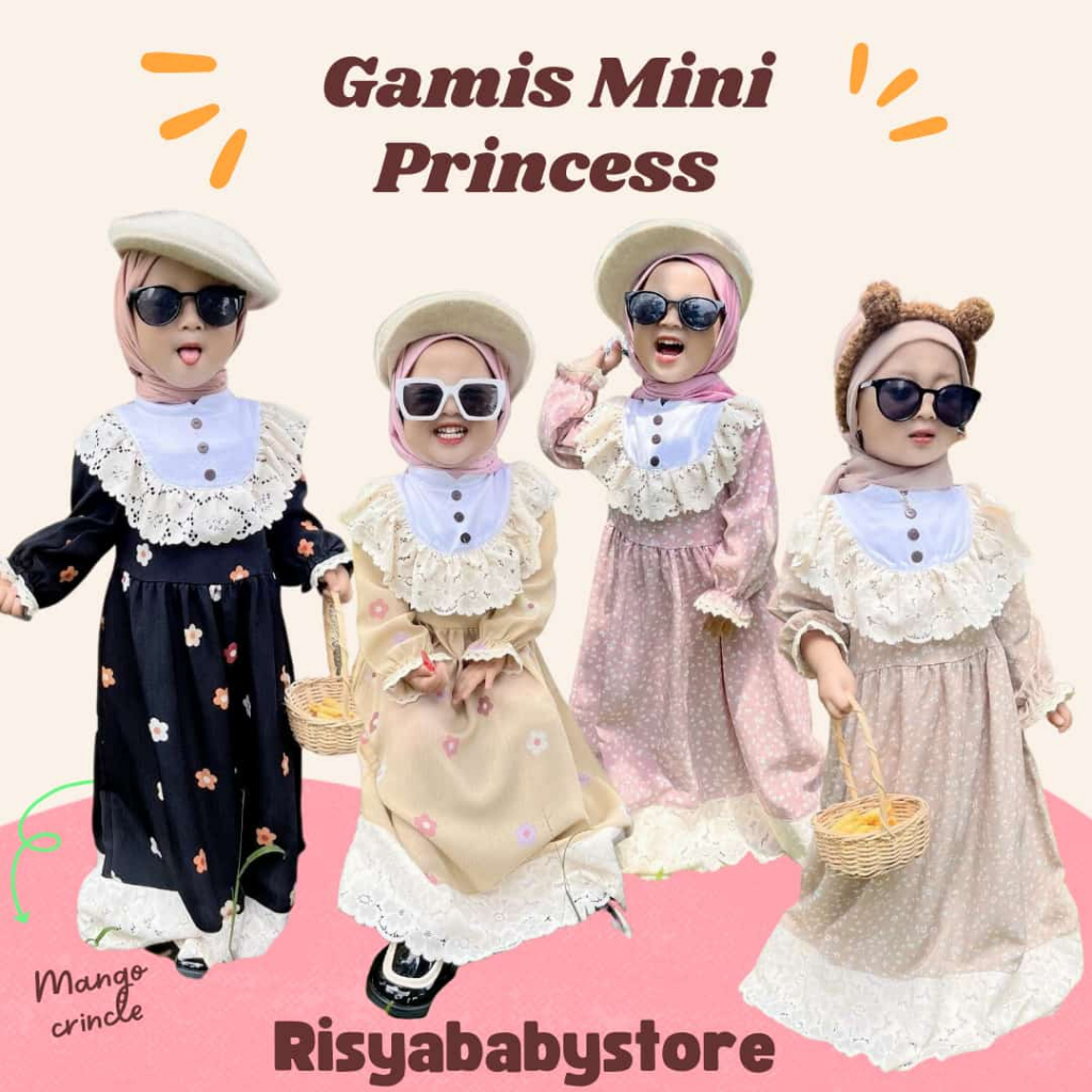 1-4 tahun gamis mini princess anak perempuan Gamis anak cewek bahan Cringkle