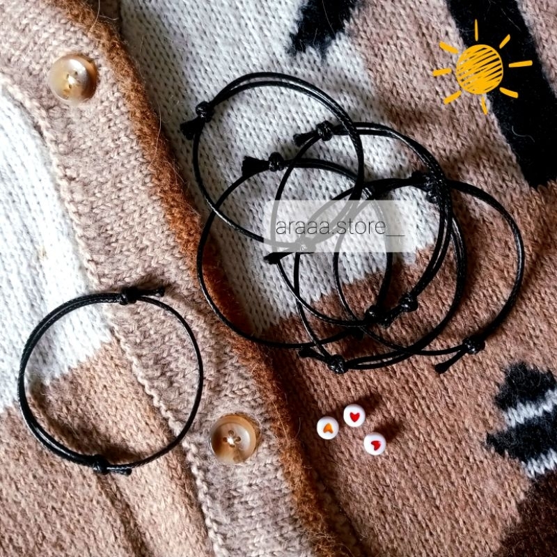 GELANG HITAM POLOS GELANG TALI HITAM KOREA GELANG ANTI AIR GELANG COUPLE GELANG INISIAL GELANG CUSTO