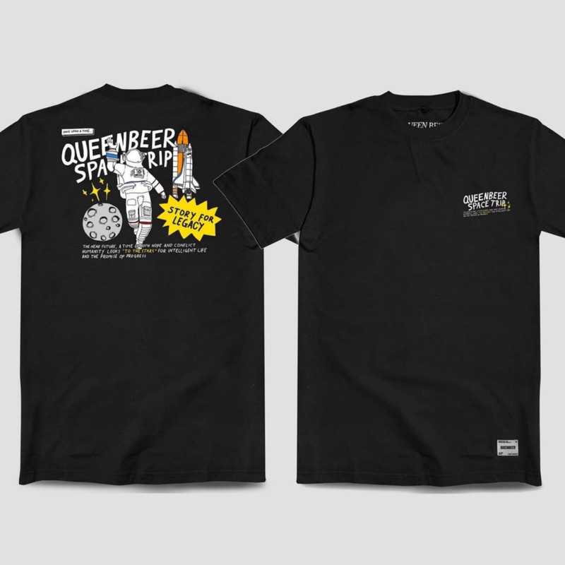 T-shirt kaos distro premium pria Queen Beer hitam lengan pendek