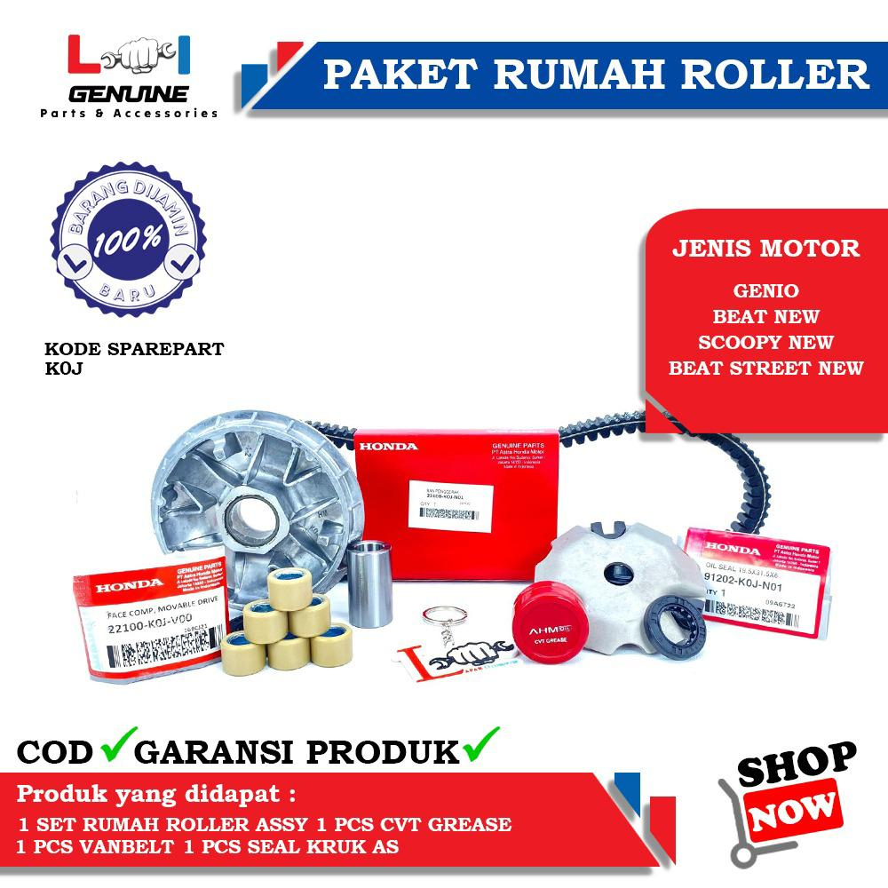 -LOI- PAKET RUMAH ROLLER SET VANBELT GENIO &amp; KIPAS ROLLER GENIO, BEAT STREET NEW, BEAT NEW, SCOOPY NEW