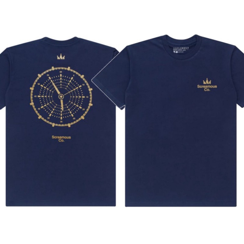 T-shirt kaos Distro premium pria Screamous Navy lengan pendek