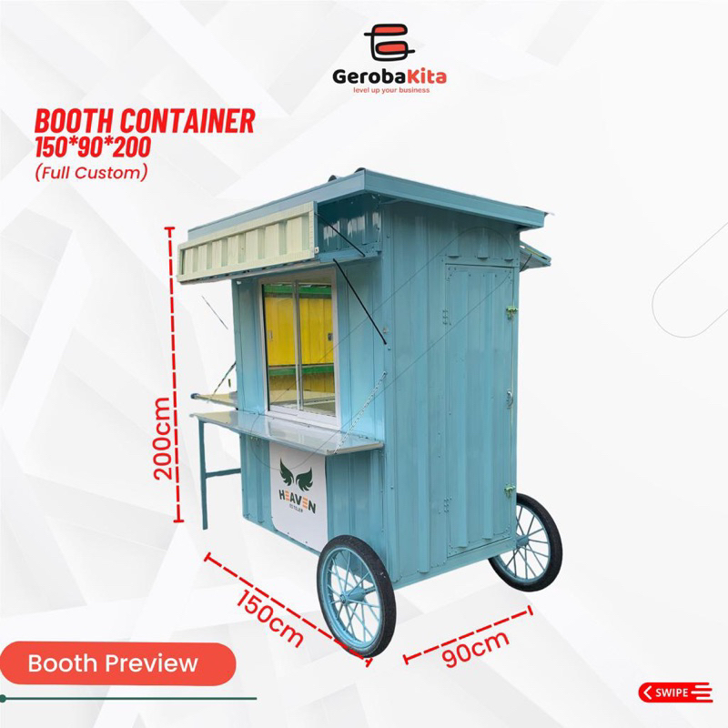 Booth Container Custom Roda Multifungsi Minimalis