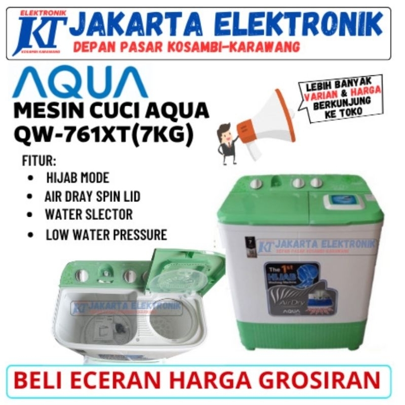 mesin cuci aqua 2tabung QW-761XT/7KG