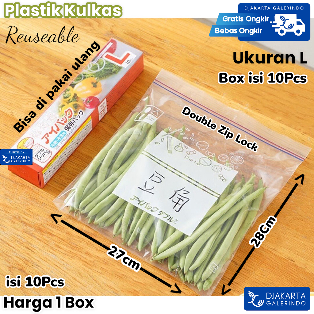 Kantong Plastik Kulkas Double Seal Ziplock Reusable Fresh Bag Penyimpan Makanan Sayuran Kantong Food Plastik Serbaguna