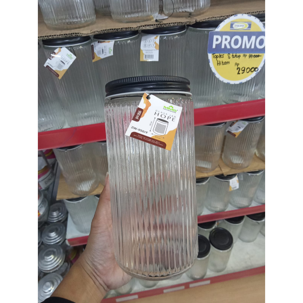 MMS Toples Kaca Hope 950 ML Tutup Hitam
