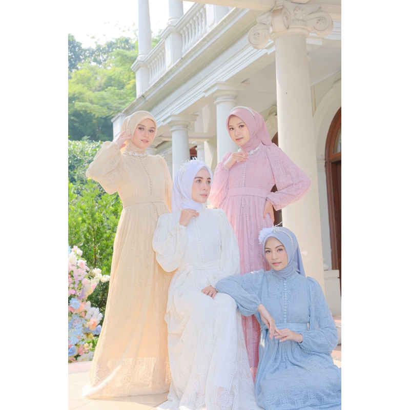 Ounadoutfit Princess dress eid series / dress brokat premium / dress lebaran muslimah / outfit pesta muslim / baju kondangan wanita / baju muslim motif bunga