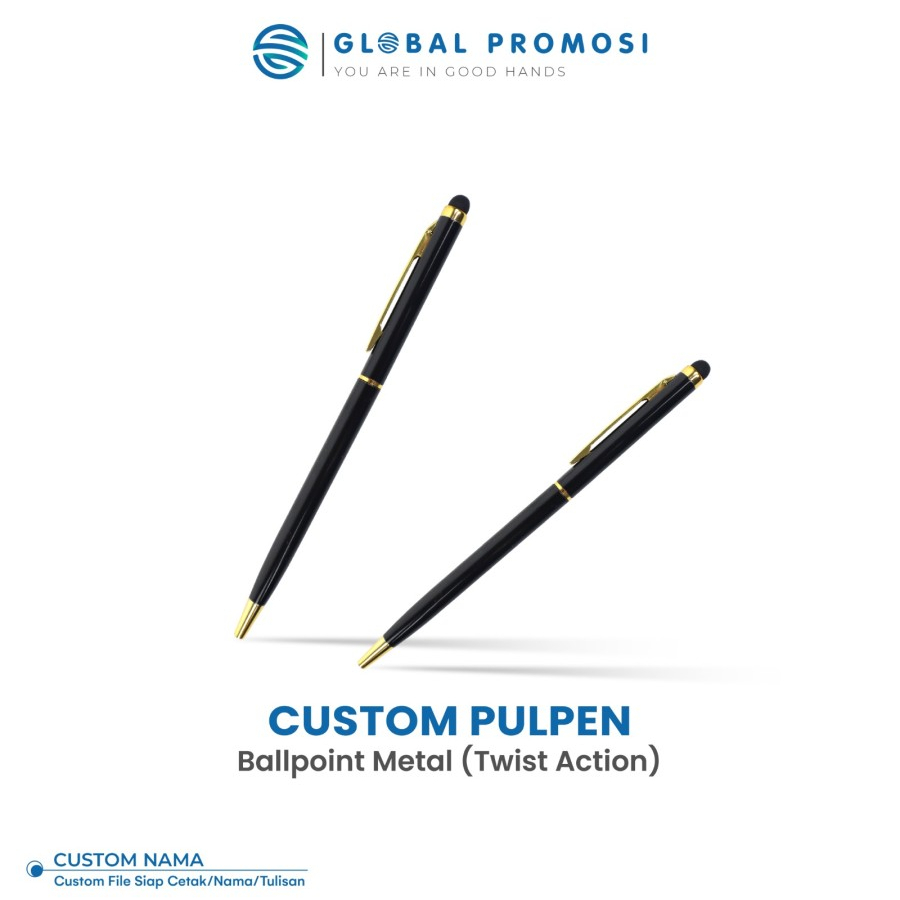 Custom Pulpen/Ballpoint Metal (Twist Action)/ Laser Grafir Nama/logo Souvenir Jakarta