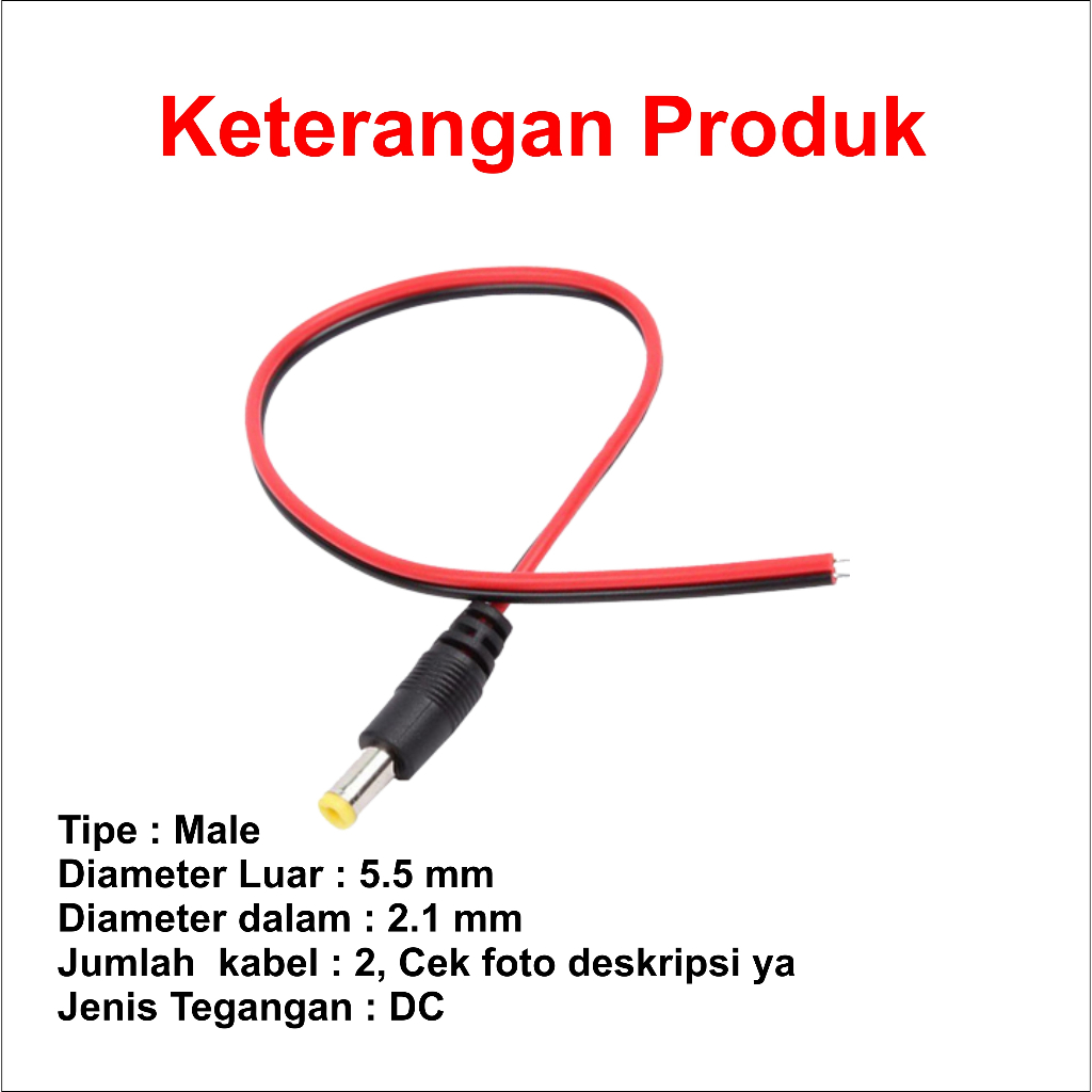 [HAEBOT] Kabel DC Jack Male 5.5 mm 2.1 mm Power CCTV PSU Mini Socket Penghubung Konektor Supply Power Slot Laki Connector