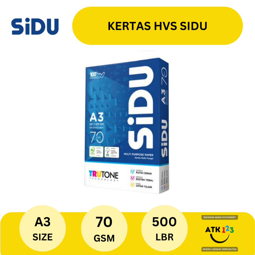 Kertas HVS A3 70 gram Sinar Dunia (SIDU)