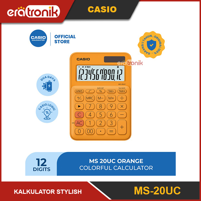 

Kalkulator Casio MS-20UC Orange Kalkulator Stylish Kalkulator Colorful