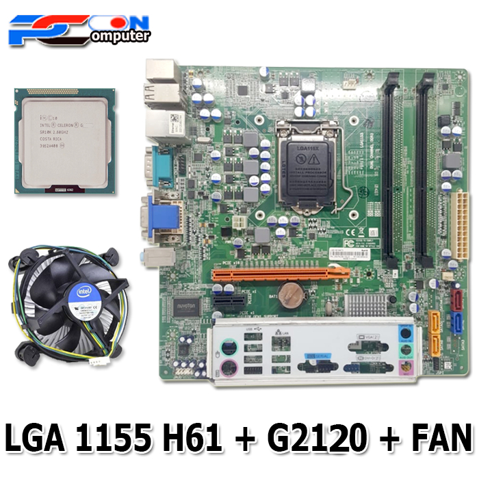 Paket Mobo H61 LGA 1155 DDR3 Dan Processor G2120/G2030 + Fan/Mainboard