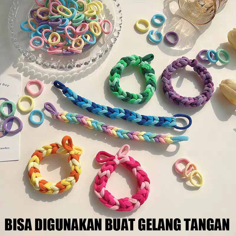 50PCS - IKAT RAMBUT ANAK ALA KOREA DONAT WARNA WARNI / IKAT RAMBUT DONAT / IKAT RAMBUT KOREA / KUNCIRAN