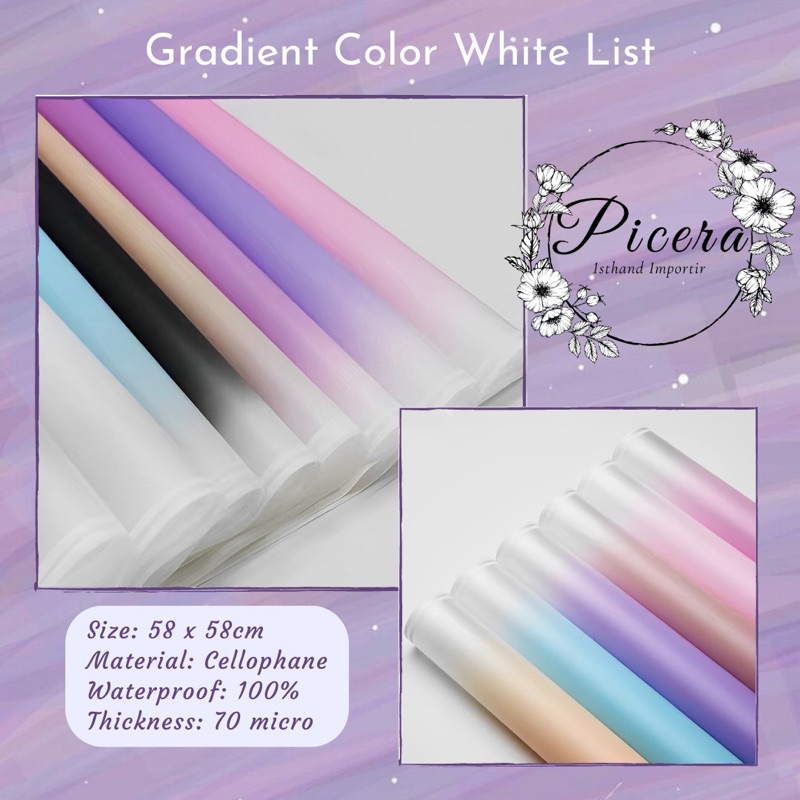

Flower Wrapping Paper Gradient Double List White Cellophane Waterproof Kertas Bungkus Pembungkus Bouquet Bunga Warna Gradasi Putih Anti Air