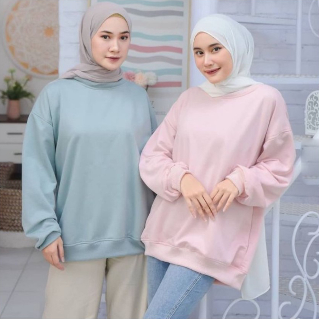 Sweater Crewneck Polos Sweatshirt Polos Cewek Sweater Wanita Terlaris by Deloza