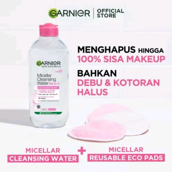 GARNIER MICELLAR WATER PINK 400ML PEMBERSIH MAKE UP SKINCARE GARNIER