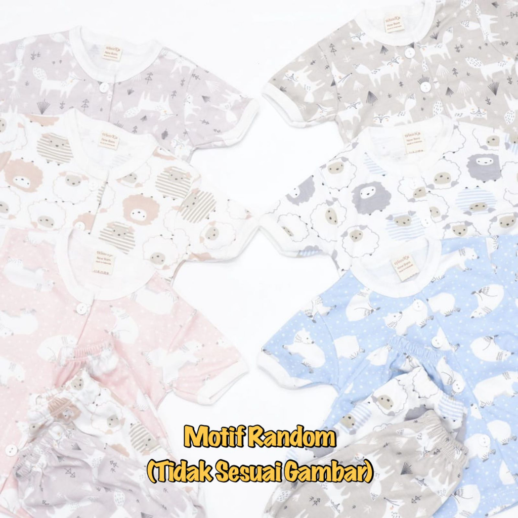 3 Pcs Setelan Bayi WinteKu Baju Pendek Celana Pendek Baju Panjang Celana Panjang Baby NB S M (0-12M)