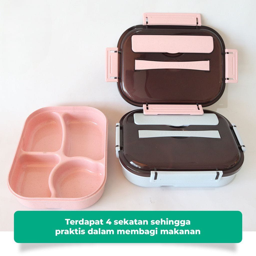 LUNCH BOX JINJING TEMPAT BEKAL MAKAN SIANG / LUNCH BOX 4 SEKATAN ANTI TUMPAH BPA FREE