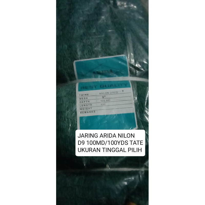 Jaring arida d9 100md/100yds tate UKURAN TINGGAL PILIH 1-5 INCHI jaring ikan nilon jaring ikan arida