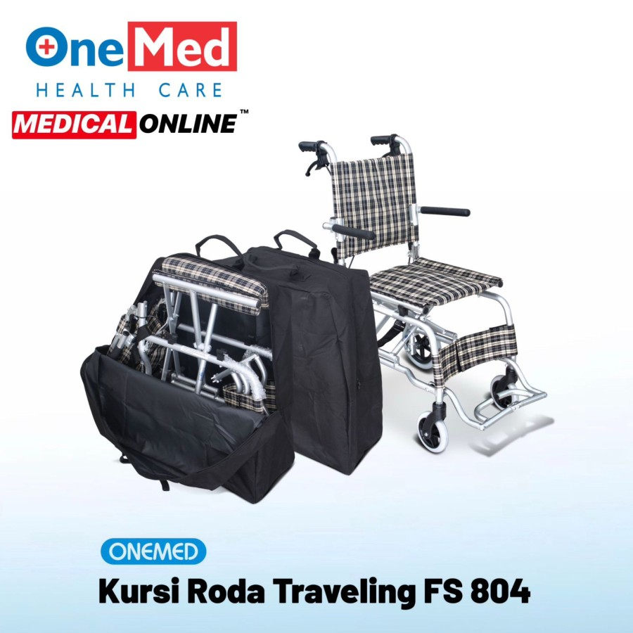 KURSI RODA TRAVEL ONEMED ALUMIINIUM SQ 804L MEDICAL ONLINE