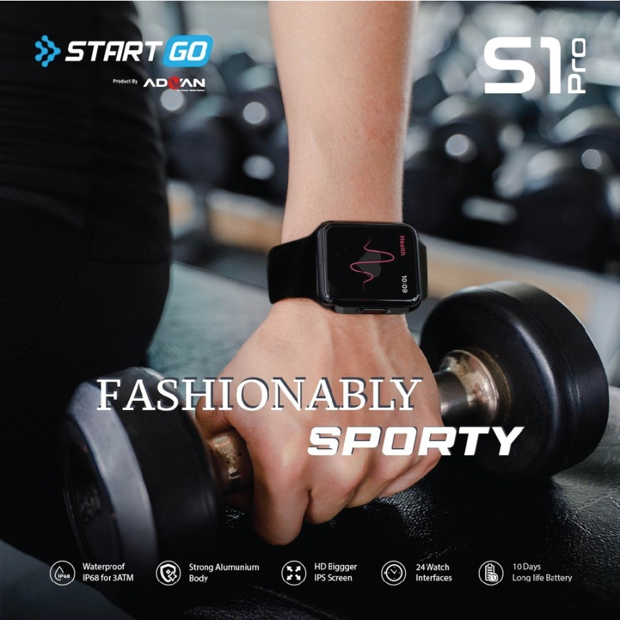 Advan Start Go S1 Pro Smartwatch Jam Tangan Pintar Digital Bluetooth
