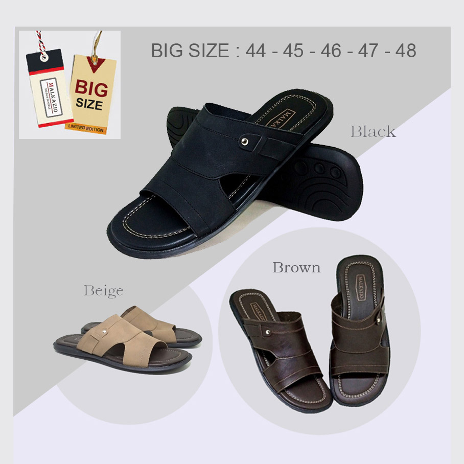 Zagib x Malzio |Selop Kulit Asli| Sandal Jumbo Pria No Besar Big Size 44 45 46 47 48