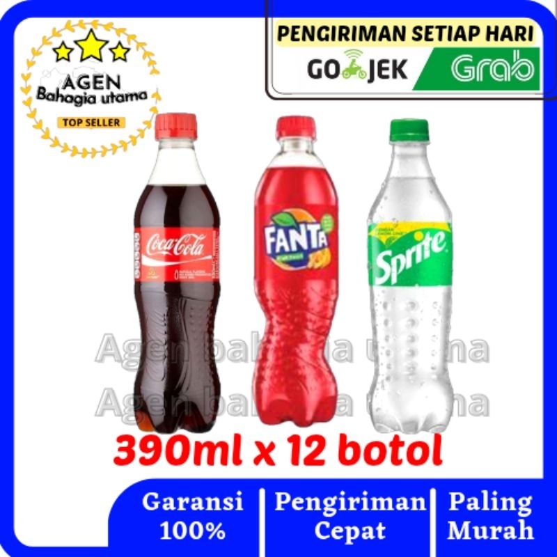 

COCA COLA, FANTA, SPRITE SERU BOTOL 390 ML (1 dus x 12 botol) SHOPEE