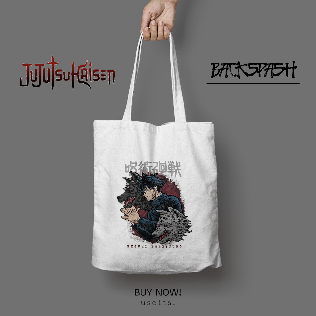 Totebag Tas Anime Jujutsu Kaisen Gojo Itadori Megumi Pria Wanita - JUJUTSU KAISEN