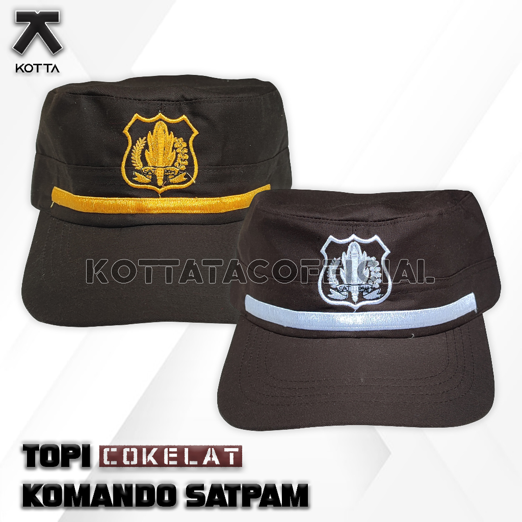 TOPI KOMANDO SATPAM - TOPI SATPAM COKELAT - TOPI SECURITY