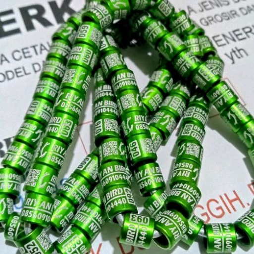 Ring Kacer poci. murai perkutut jalak kenari tipe laser GT barcode bisa pesan nama dan warna minimal