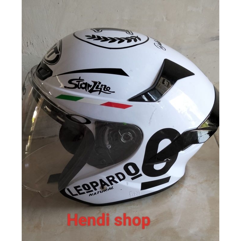 stiker helm leopard half face
