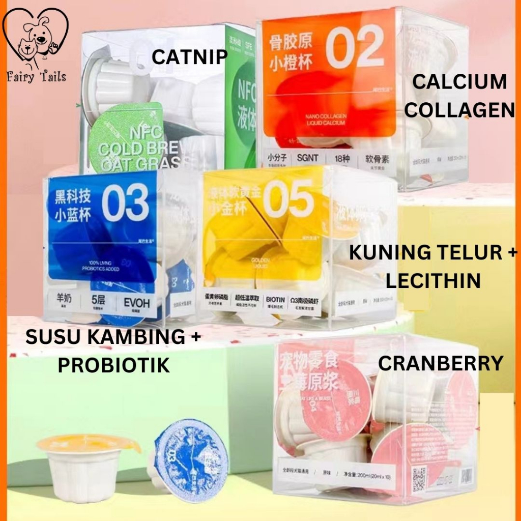 Suplemen Cairan Nutrisi NFC Untuk Kucing dari Ekstrak Susu Kambing , Salmon, Rumput Gandum, Cranberry , Biotin Untuk Vitamin Menunjang Kesehatan Anabul / Liquid Cup Supplement for Cat
