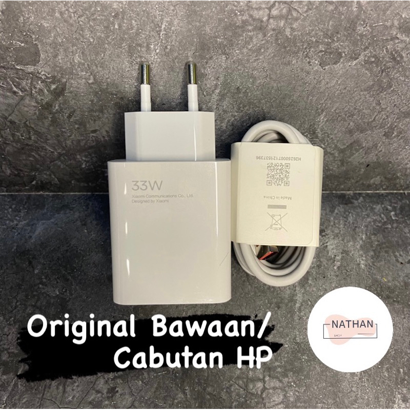 Charger Original 100% Bawaan HP Xiaomi 33 Watt Turbo Fast Charging Note 10 Pro, Poco X3, Note 10s