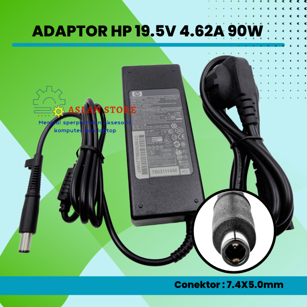 AC Adapter Charger 19.5V 4.62A 90W 7.4x5.0Mm Adaptor AC power laptop HP Smart Pavilion G7-2226NR TPC-LA57 709566-001 PA-1900-31HA