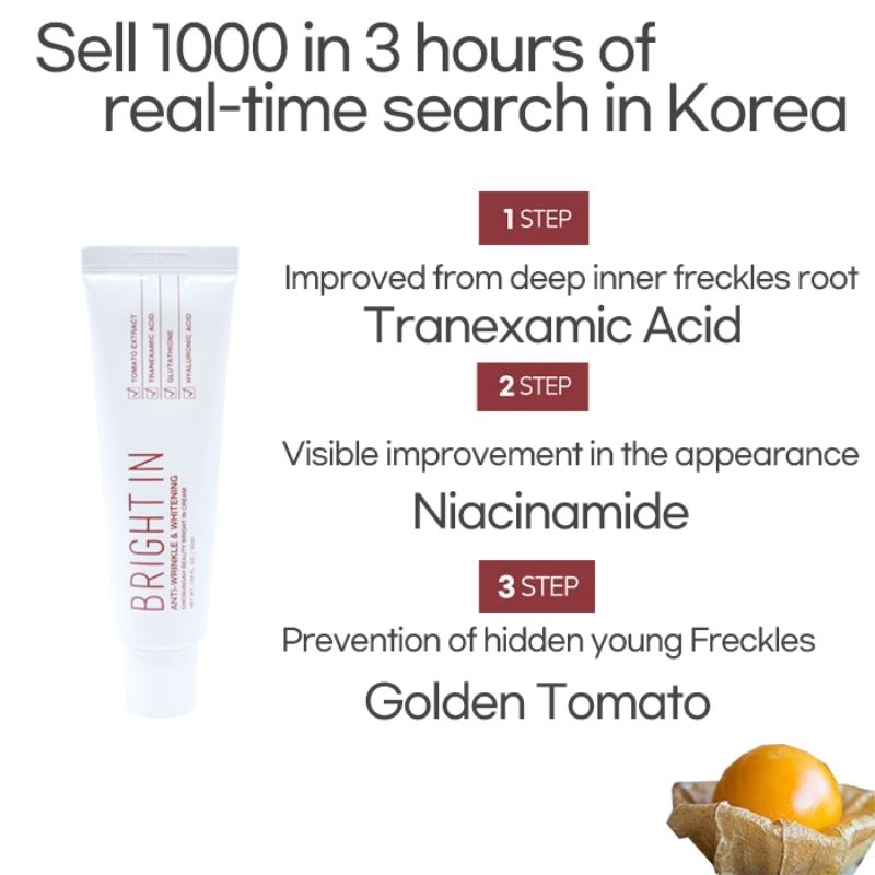 🇰🇷BRIGHT IN CREAM 50ML Cream Whitening Flex Melasma Dark Spot