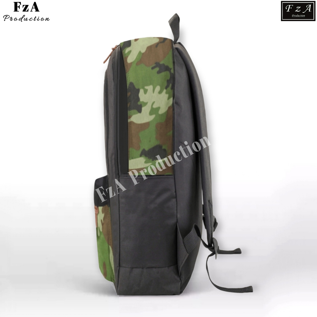 FzA Official -Tas Ransel Distro Casual pria wanita / Tas Ransel Laptop / Tas Ransel Sekolah - BASL Black Army