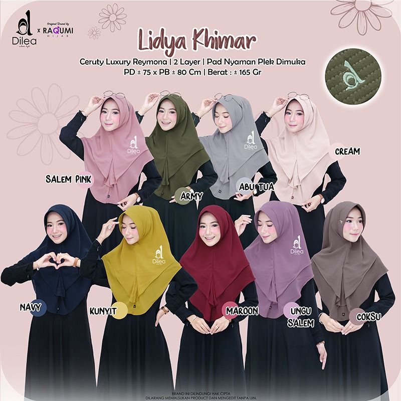 LIDYA KHIMAR RAQUMI DILEA ORIGINAL | KHIMAR CERUTY | KHIMAR DILEA | KHIMAR PAD CERUTY